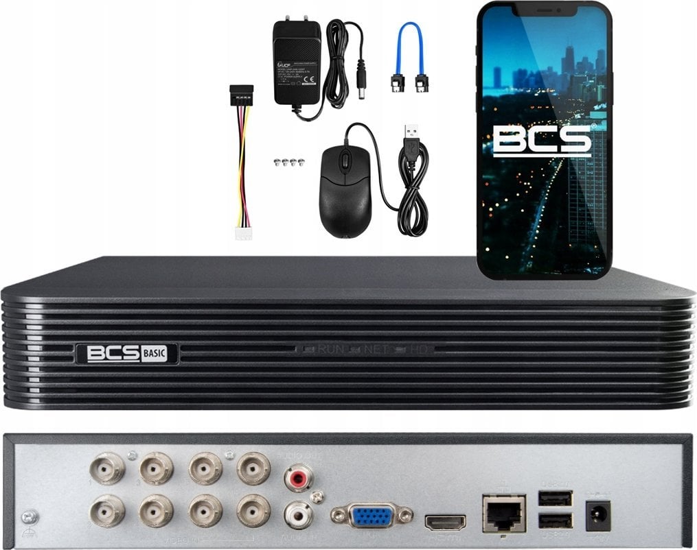 Хибриден снимач на безбедносни камери BCS BCS-B-XVR0801 2.0, 8 канали, H.265+