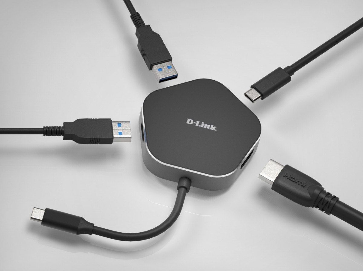 Stacion dokimi USB C D Link DUB M420, 4 në 1, HDMI 4K, gri