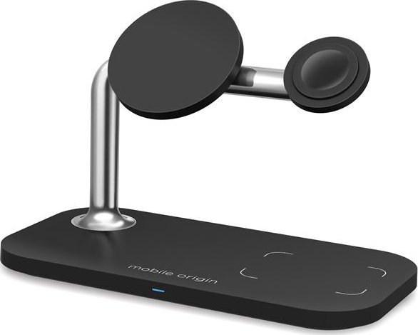Karikues pa tela Mobile Origin 3 in 1, MagSafe, për iPhone Apple Watch AirPods, i zi