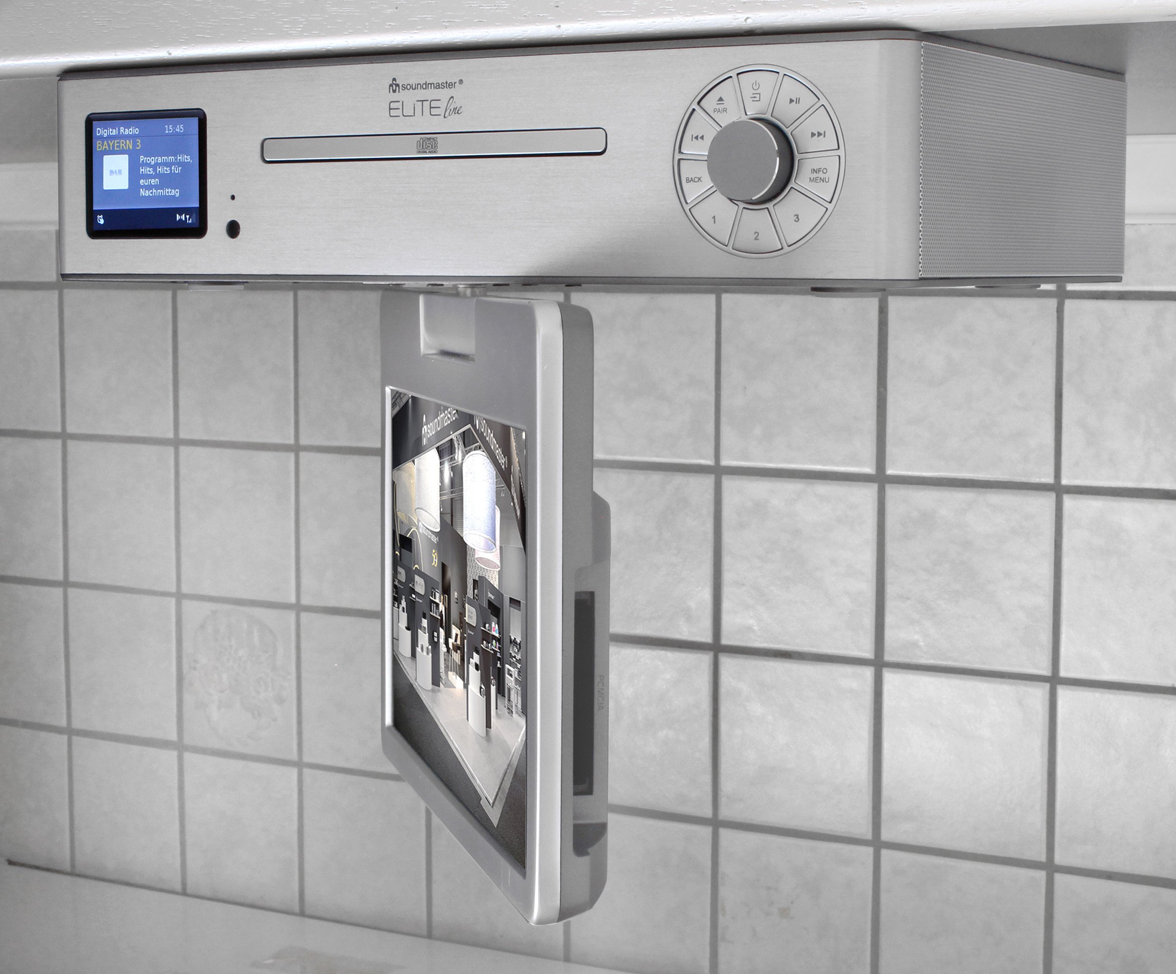 Qendër multimediale kuzhine Soundmaster EliteLine KTD1020SI, ekran 10", radio DAB FM, Bluetooth, argjendtë