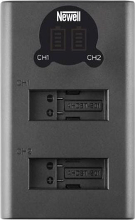Двоканален полнач за камера Newell DL-USB-C, за батерии AABAT-001, црн