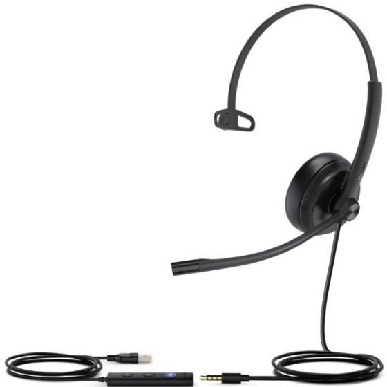 Kufje mono Yealink UH34 SE, me kabllo, USB, për zyrë, të zeza