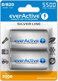 Bateri të rikarikueshme EverActive Silver Line D R20, 5500mAh, set 2 copë