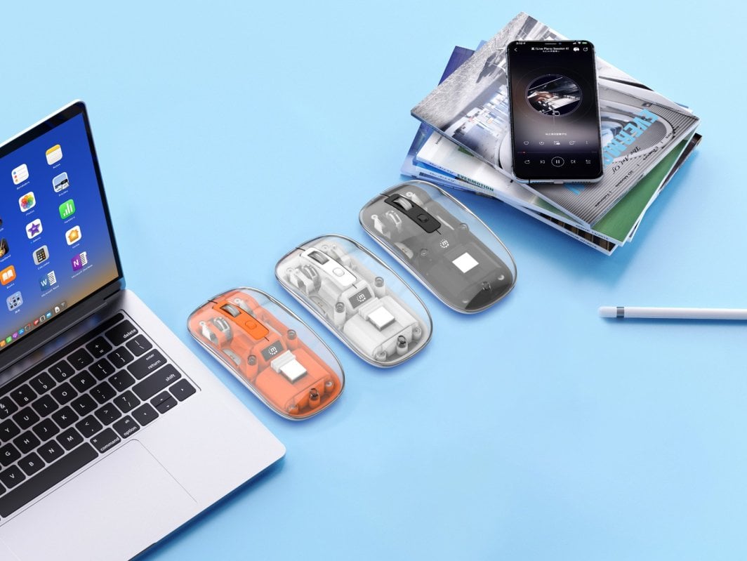 Mouse pa kabëll Manhattan Transparent, 800 1600 dpi, RGB, i zi transparent