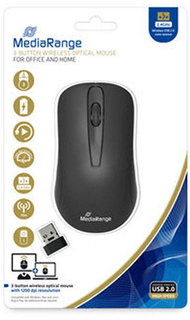 Безжичен глушец MediaRange MROS209, оптички 1200 DPI, за десна рака, црн