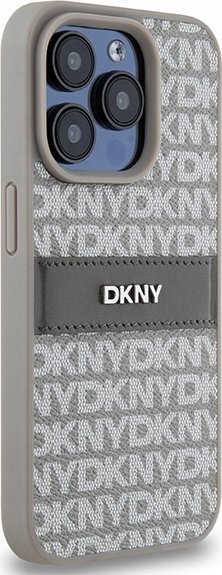 Mbrojtëse telefoni DKNY PU Leather Repeat Pattern, për iPhone 15 Pro, bezhë