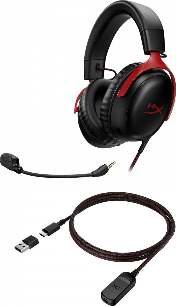 [OUTLET] Kufje HyperX Cloud III (727A9AA), të zeza/ kuqe				