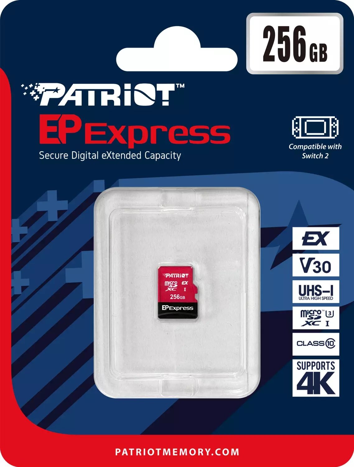 Kartë memorie Patriot EP Series Express, 256GB, MicroSDXC me adapter