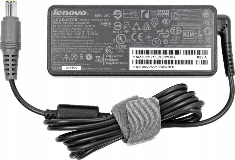 Adapter karikues Lenovo AC 65W, lidhje rrethore, i zi