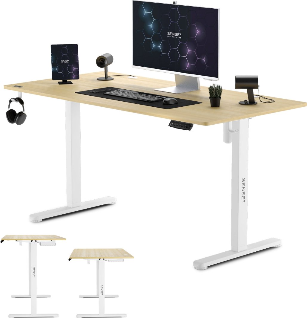 SENSE7 маса Nojo, 140 см x 70 см, бела/светло дрво