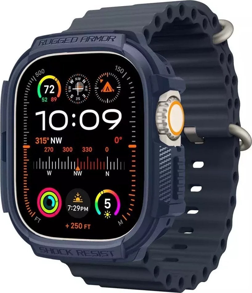 Заштитна маска Spigen Rugged Armor, за Apple Watch Ultra 2 1 49mm, TPU, темно сина
