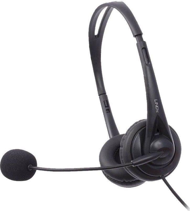 Kufje me mikrofon Lindy 42870, USB Type A, stereo, të zeza