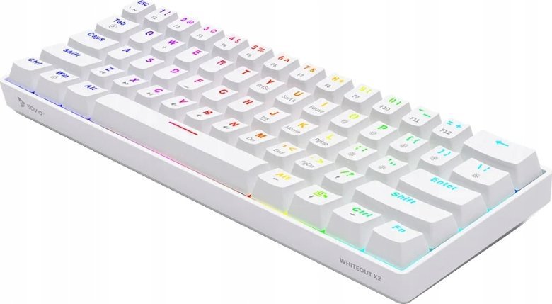 Tastierë mekanike Savio Whiteout X2, 60%, RGB, e bardhë