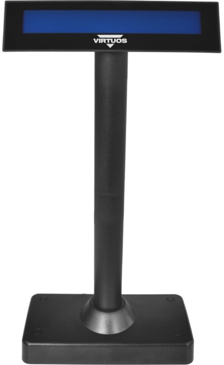 Дисплеј Virtuos FL-730MB - LCD, 2x20, сериски (RS-232), двостран, со црна рамка