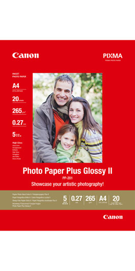 Letër fotografike Canon Plus Glossy II PP-201 për printer A4, 20 fleta, 275g/m