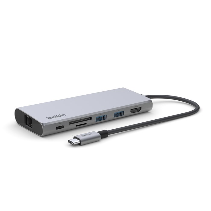 USB Hub USB-C Belkin 7-në-1, 4K 60Hz, 100W, i hirtë