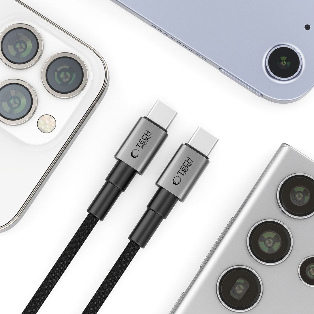 Kabllo USB C Adaptec Tech-Protect Ultraboost DNA MagTwist, 100W 5A, 1m, gri