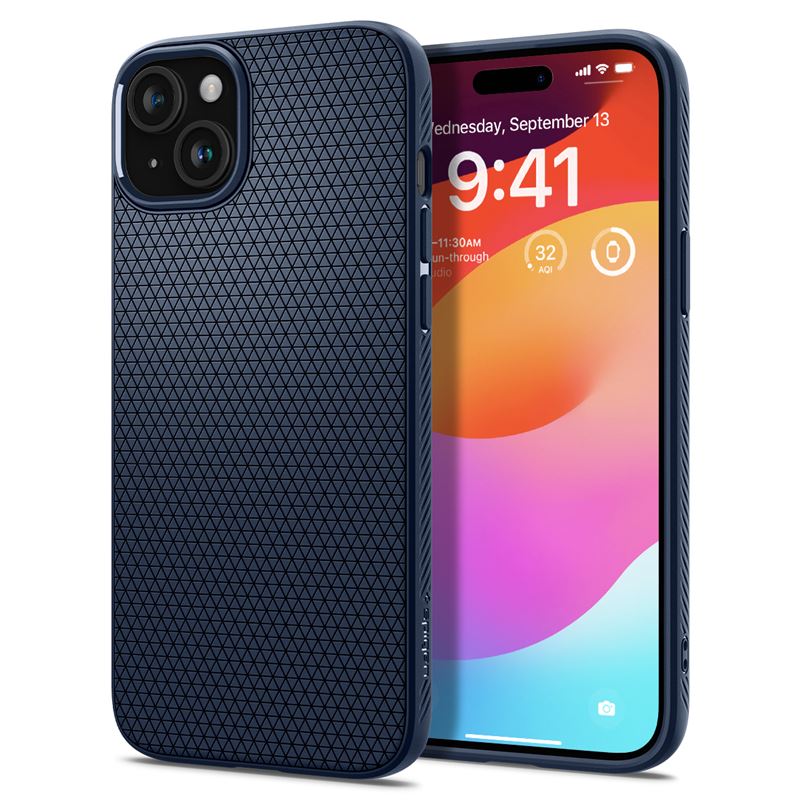 Mbrojtëse për celular iPhone 15 Spigen Liquid Air, e kaltër e errët