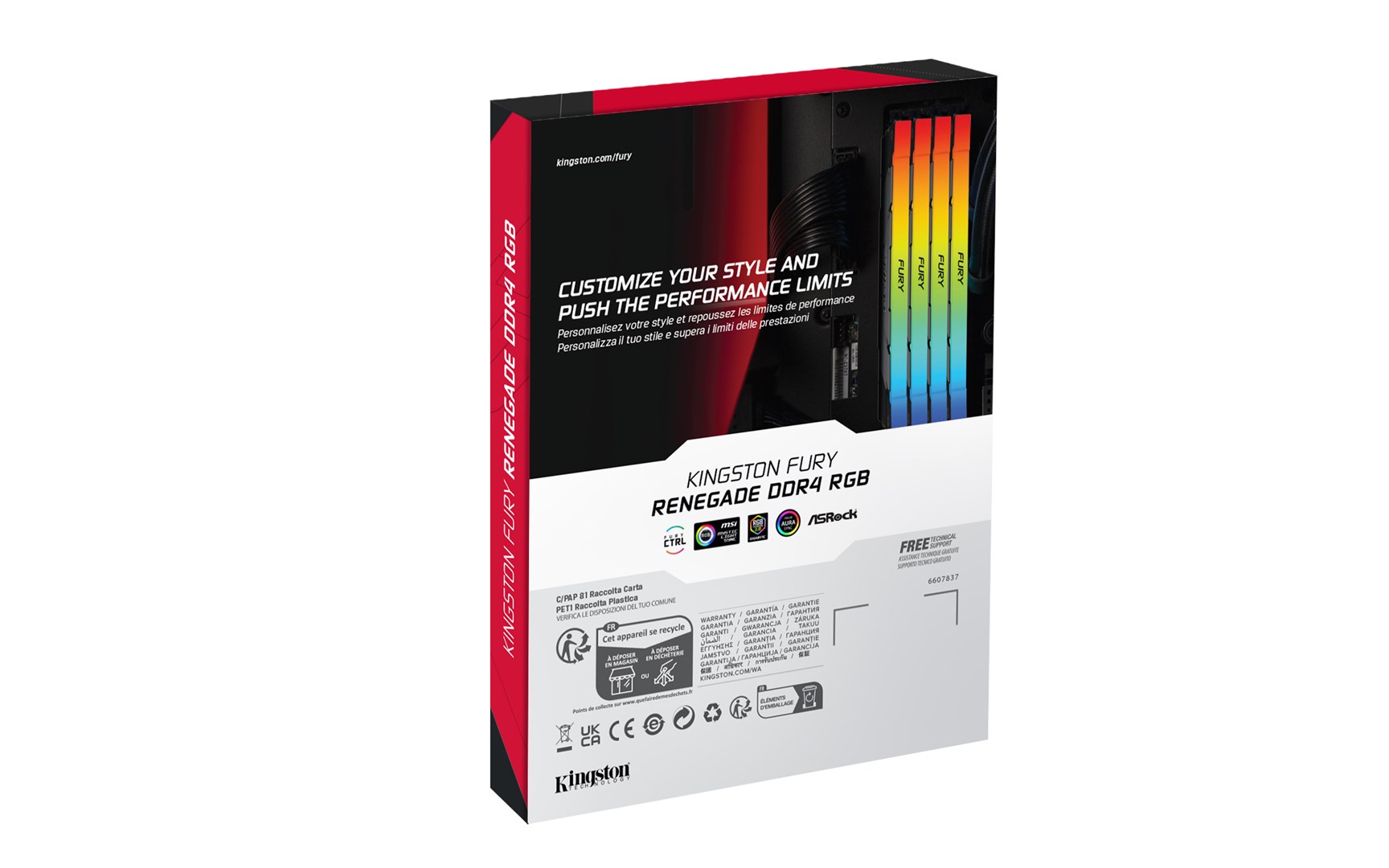 Memorie RAM Kingston FURY 16GB 3600MT/s DDR4 CL16 DIMM 1Gx8 Renegade RGB