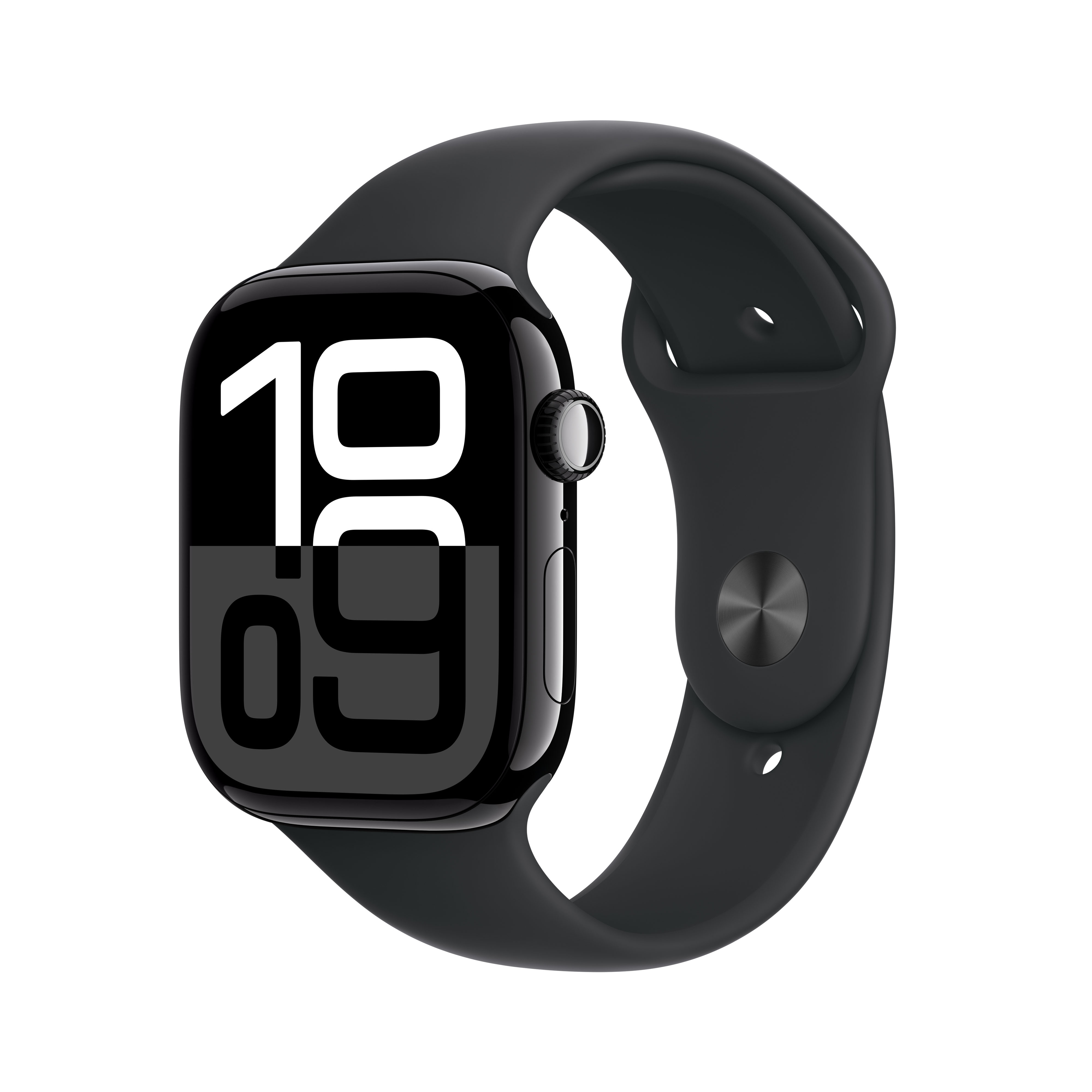Apple Watch Series 10 GPS, 46mm, Jet Black Aluminum Case with Black Sport Band, S/M