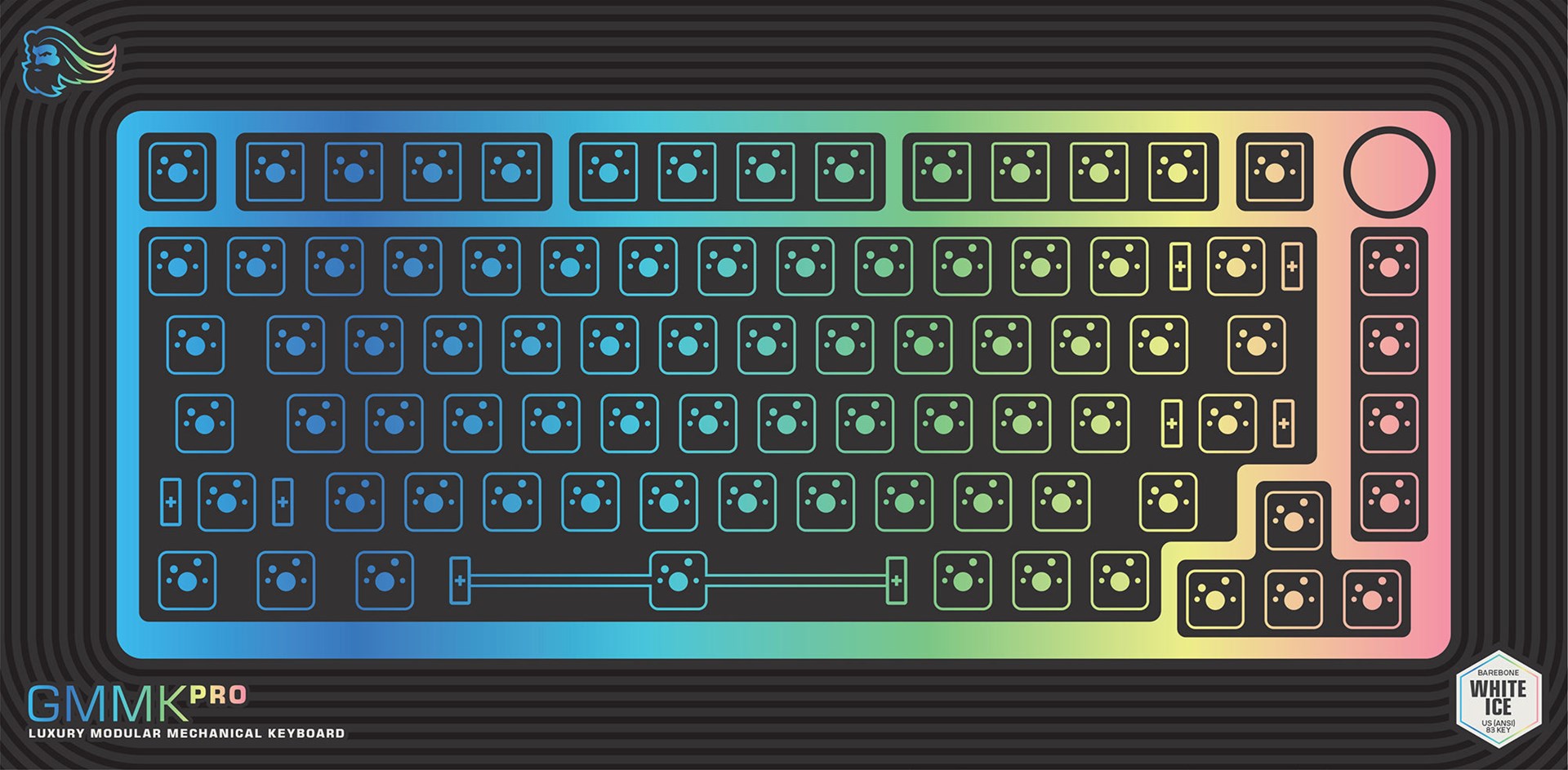 Tastierë mekanike Glorious GMMK PRO 75% Barebones, RGB, 5-pin, e bardhë