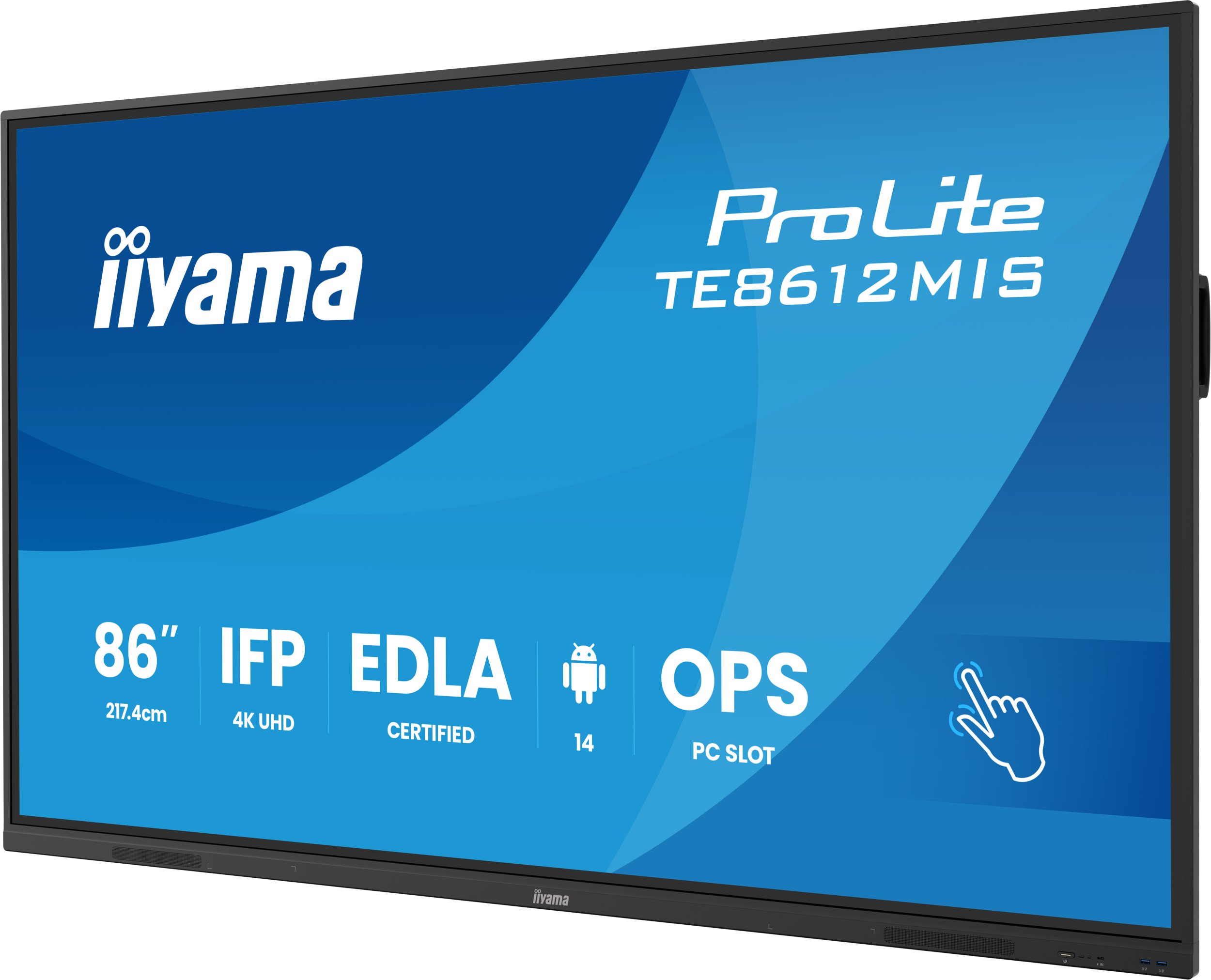 Ekran interaktiv Iiyama TE8612MIS-B4AG, 86", 4K Ultra HD, me prekje, i zi