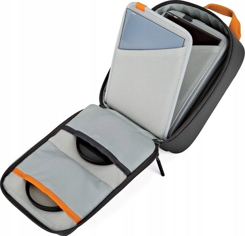 Торба за фотографски филтри Lowepro GearUp Filter Pouch 100, со организирачки џебови, со рачка, сива