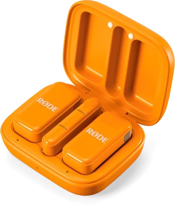 Mikrofon pa tela Røde Wireless Micro, USB C, 21 orë bateri, portokalli