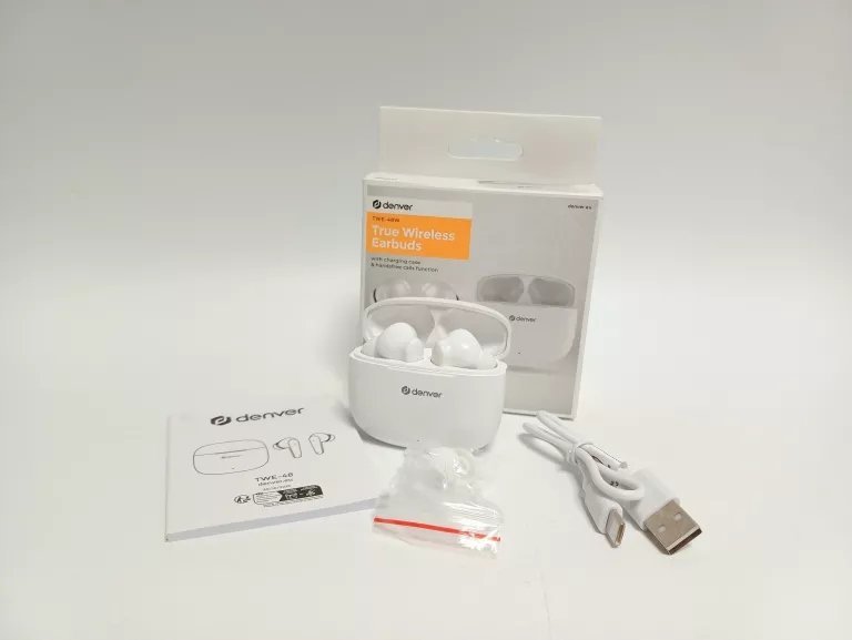 Безжични слушалки Denver TWE-48W, Bluetooth 5.3, True Wireless, бели