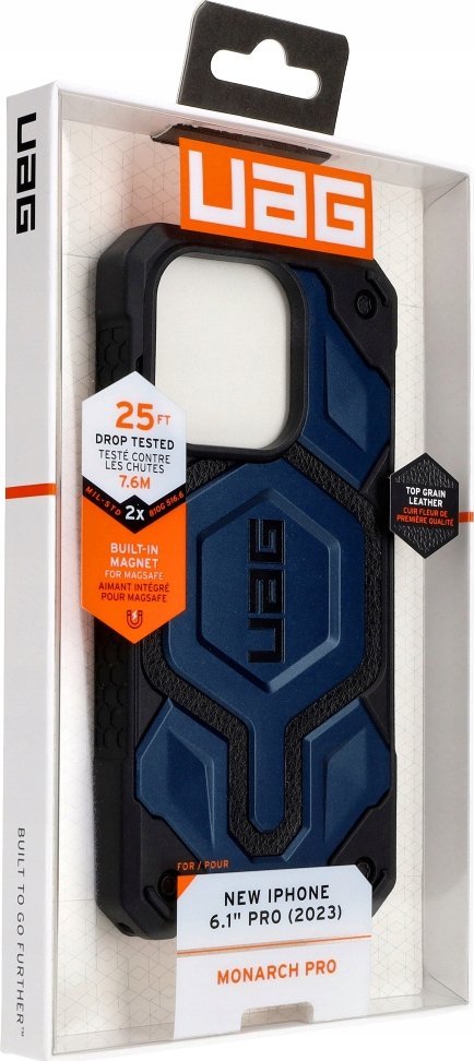 Mbrojtëse telefoni UAG Monarch Pro, për iPhone 15 Pro, MagSafe, blu Mallard