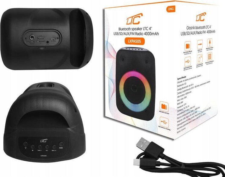 Kutizë Bluetooth LTC 4", USB SD AUX FM, 4000mAh, e zezë