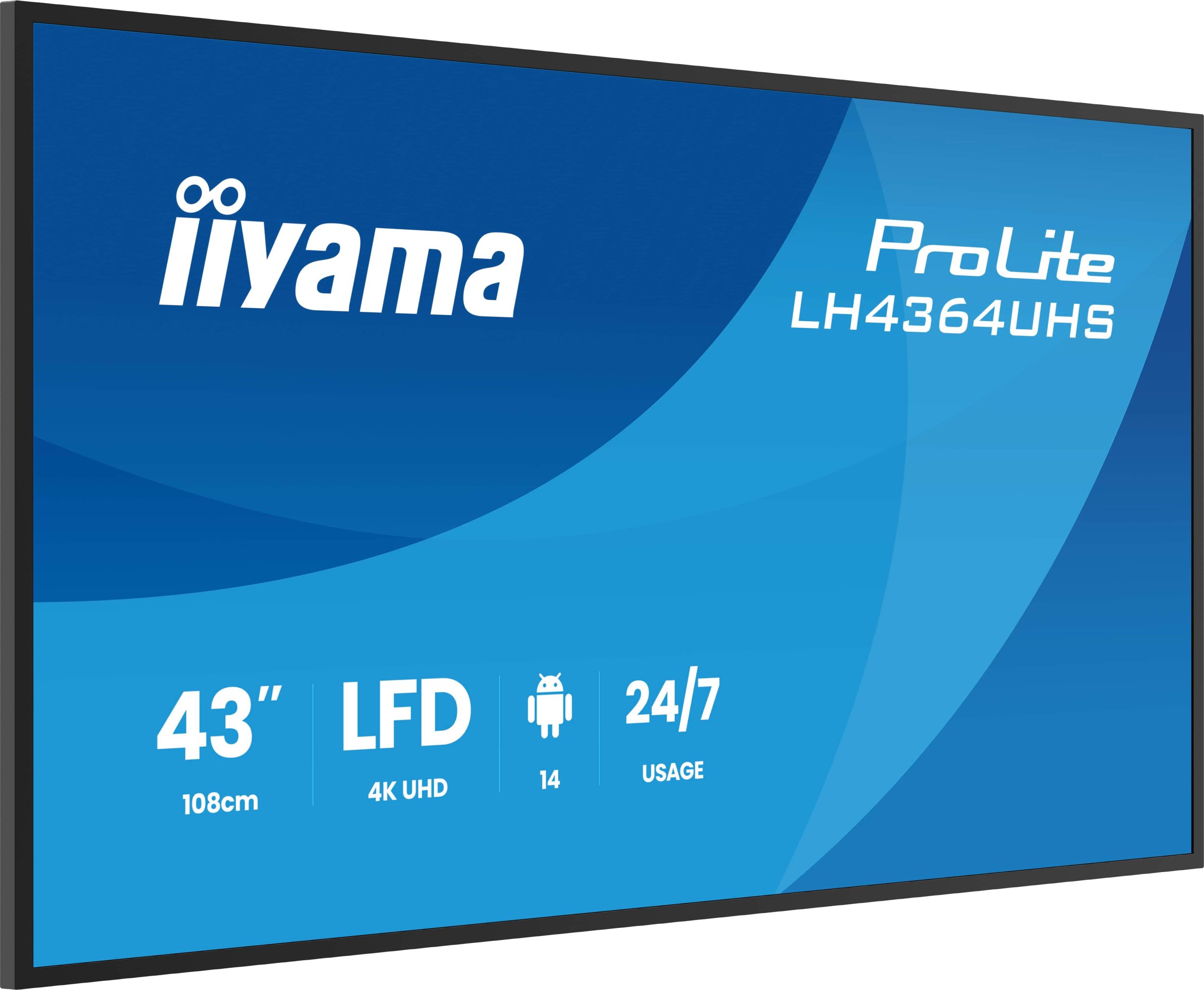 Monitor profesional Iiyama LH4364UHS B1AG, 43", 4K UHD, 500 cd m², i zi