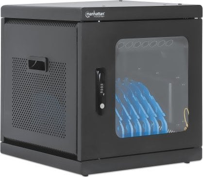 Kabinet karikimi Manhattan, për 10 laptopë dhe tabletë 15.6", 10 porta AC 230V, i zi