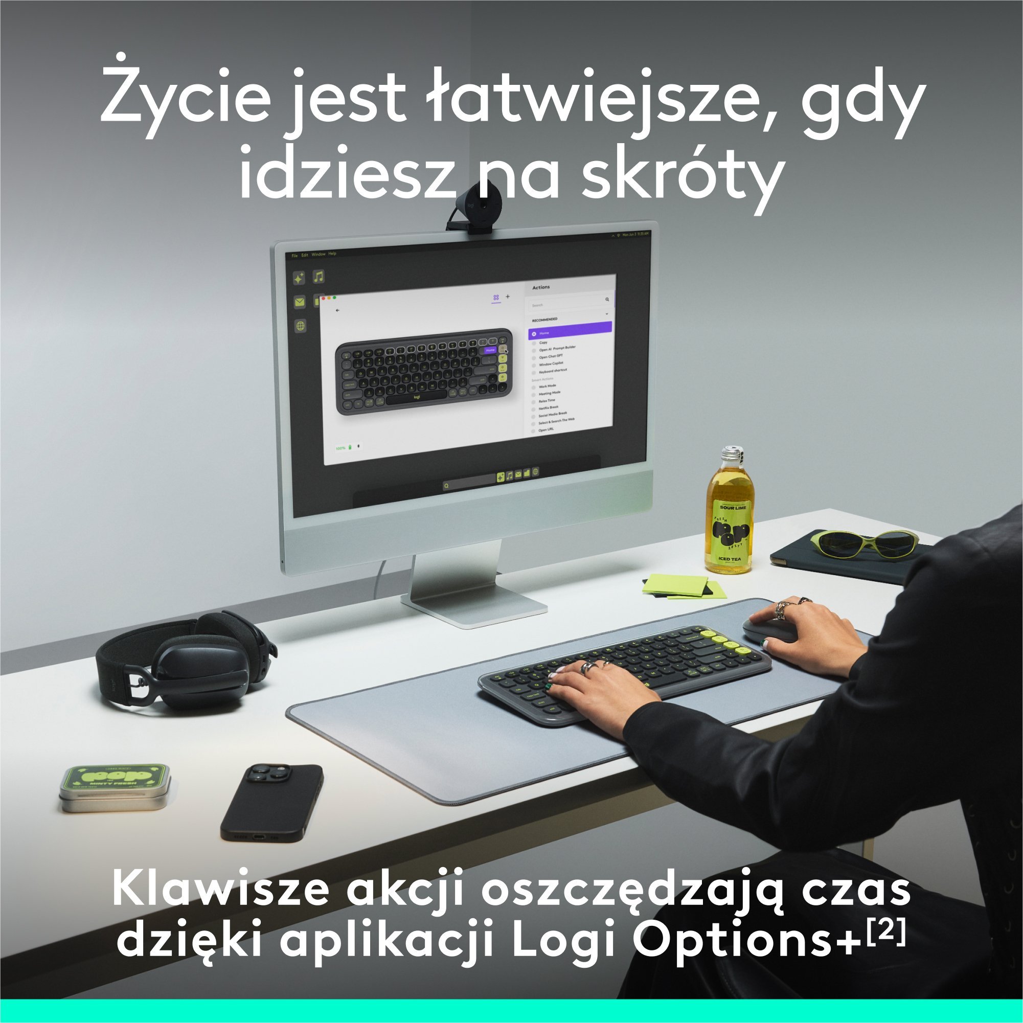 Tastierë Logitech POP Keys, Bluetooth, Wireless, rozë dhe e bardhë