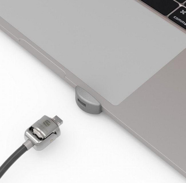 Adapter sigurie Compulocks Ledge Lock për MacBook Pro 13" M1 M2, për kabllo Kensington, i bardhë