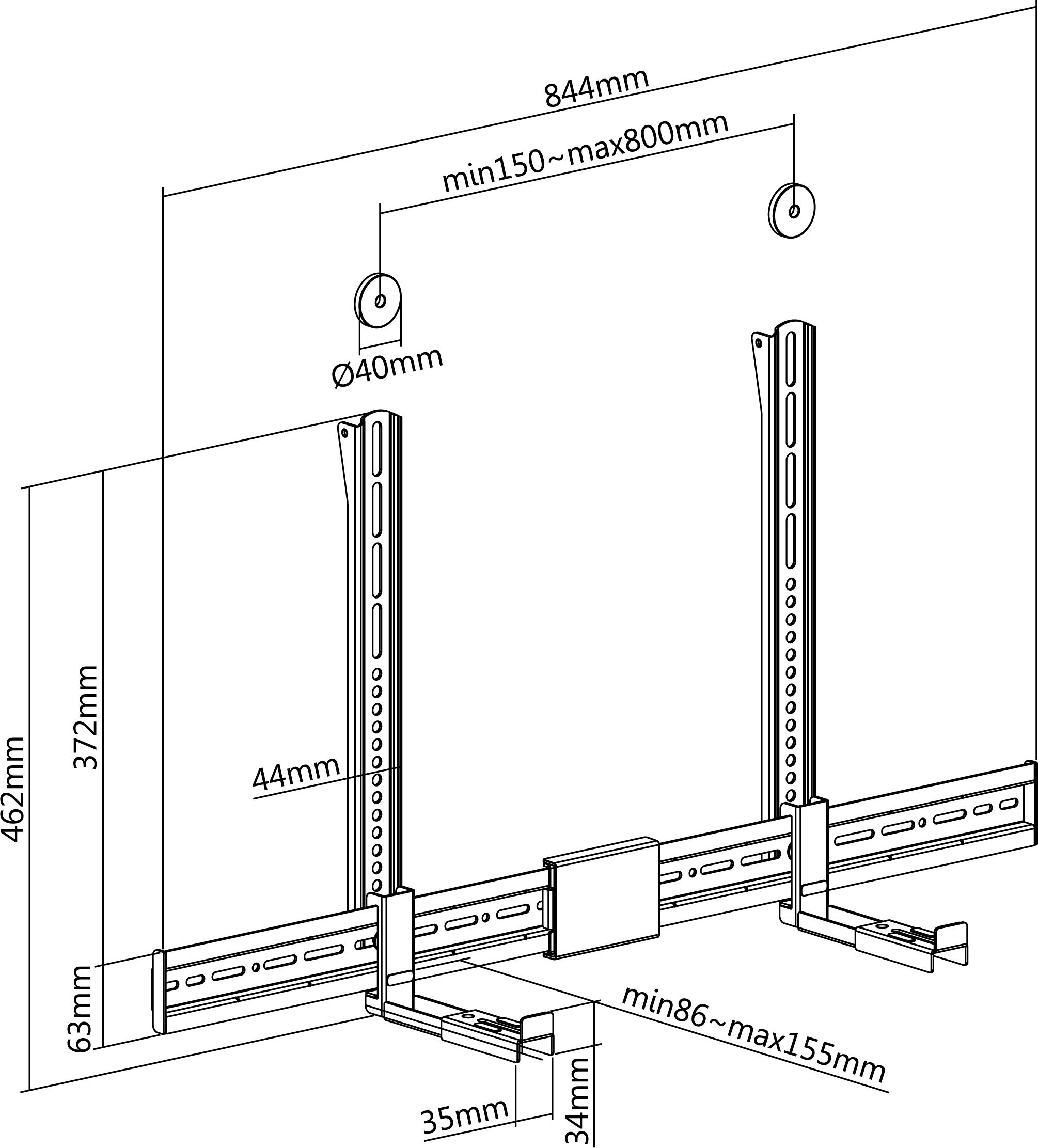 Mbajtëse universale soundbar LevelOne Equip 650895, për TV, e zezë