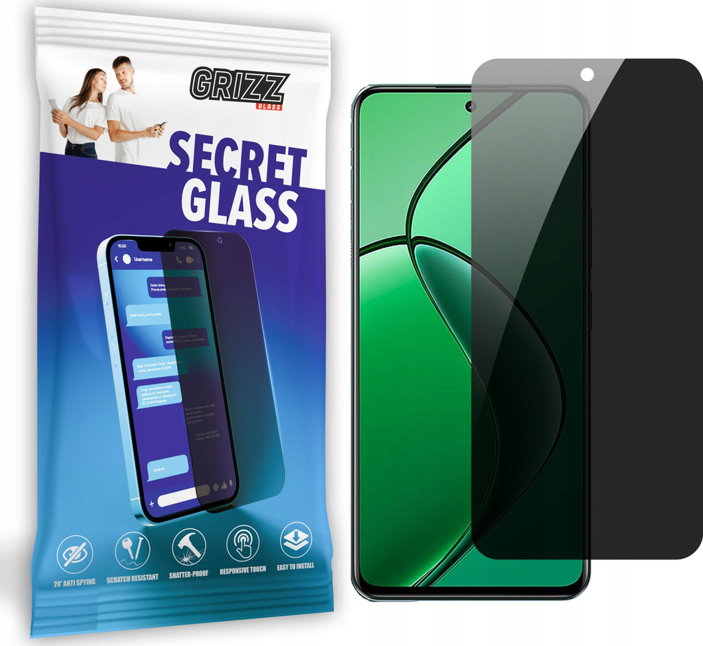 Xham privatësie Grizz SecretGlass për Realme 13 4G, mbrojtës ekrani, i zi