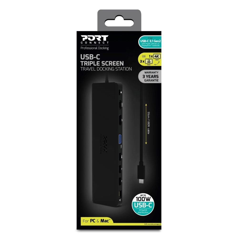 Stacion docking PORT DESIGNS 901906-W, USB-C, 4K, i zi