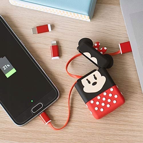 Kabllo USB Thumbs Up PowerSquad Minnie Mouse, 0.6m, USB A në USB C Micro USB Lightning, e zezë