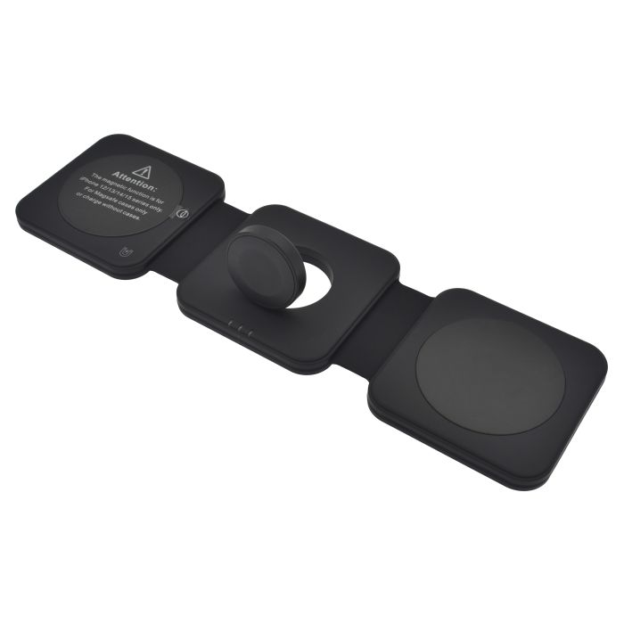 Dviced 3-In-1 Foldable Magnetic Wireless Charger, Black