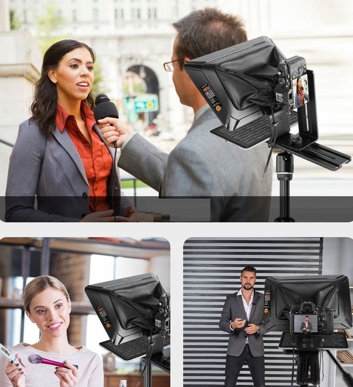 Телепромптер Лензго TC12, за таблет до 12.9", со Bluetooth далечински управувач, црн