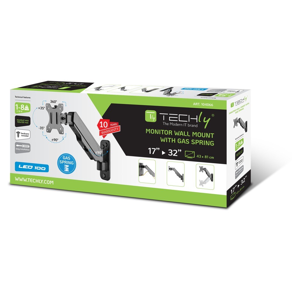 Mbajtëse për TV Techly, 17-32", 8 kg, e zezë