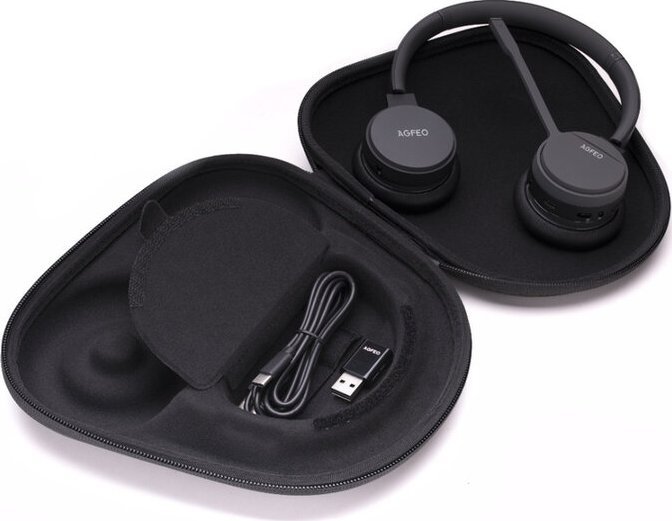 Kufje pa tela Agfeo Infinity, Bluetooth, për zyra, të zeza