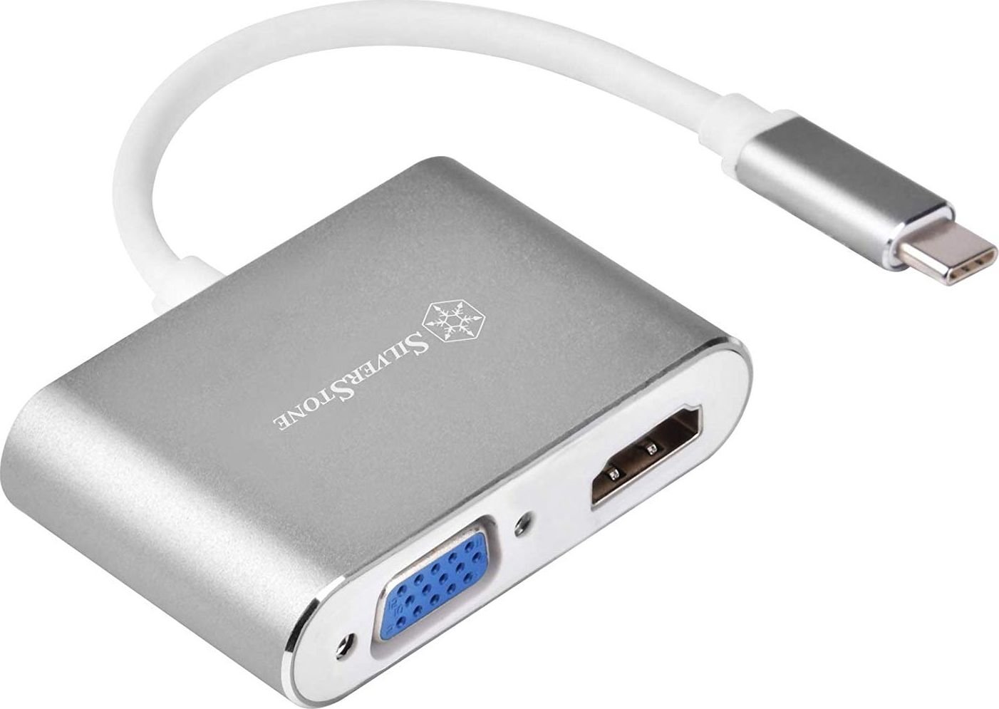 Adapter USB C në HDMI VGA SilverStone SST-EP16C, USB 3.1, 4K, argjend