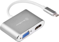 Adapter USB C në HDMI VGA SilverStone SST-EP16C, USB 3.1, 4K, argjend