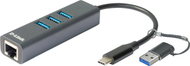 Hub USB D-Link DUB-2332, USB Type-C, Gigabit Ethernet, gri