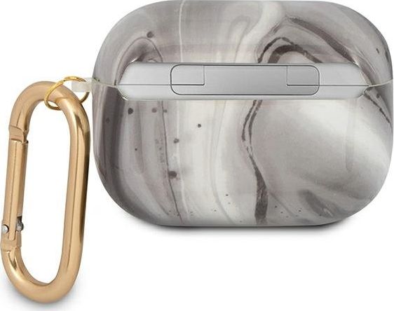 Mbulesë mbrojtëse Guess GUAPUNMK Marble Collection për AirPods Pro, TPU, me karabinë, gri