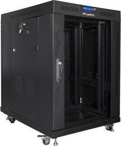 Мрежен кабинет Lanberg Standing Cabinet 19" FF01-6815-12BL, 15U, со вентилатори, црн