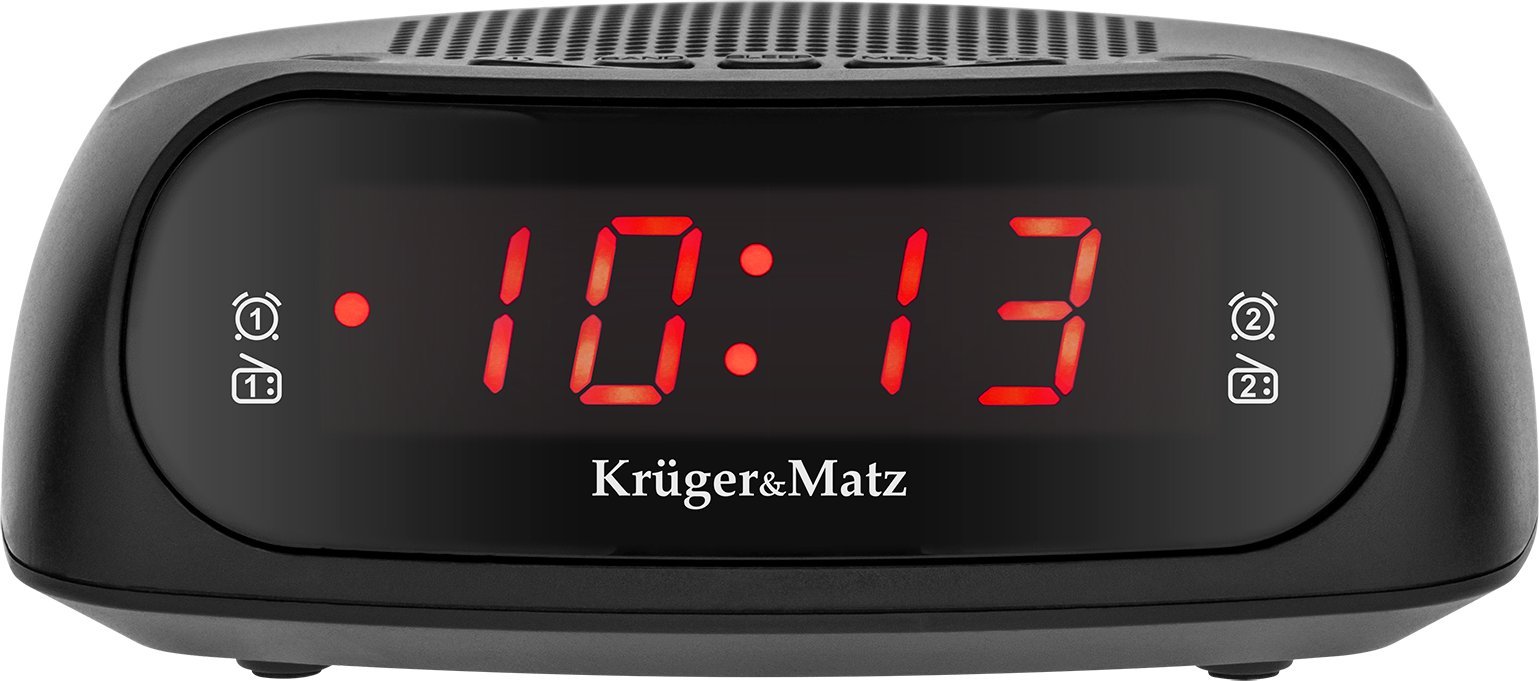 Radio orë Kruger&amp;Matz KM 824, 20 stacione, dy alarme, e zezë