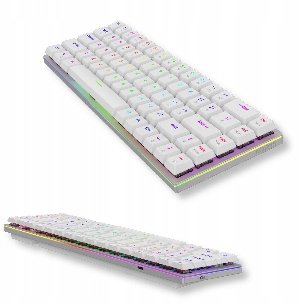 Tastierë mekanike AQIRYS Agena, 65%, wireless me Bluetooth, e bardhë